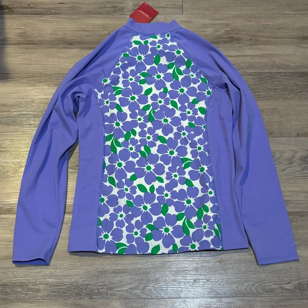 NWT Lands End 2 piece rash guard top and cropped pants set girls Sz 16